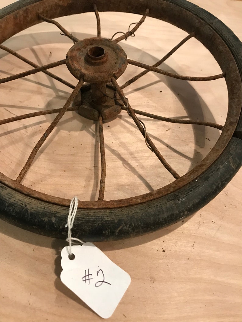 Vintage spoke wheel rusty industrial Etsy