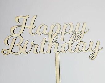 Wooden Cake Topper Happy Birthday