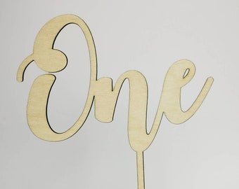 Calligraphy One First Birthday Cake Topper