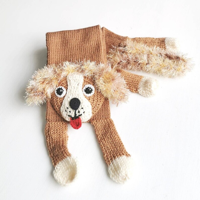 Dog, Knitted Brown Scarf Merino Wool image 1