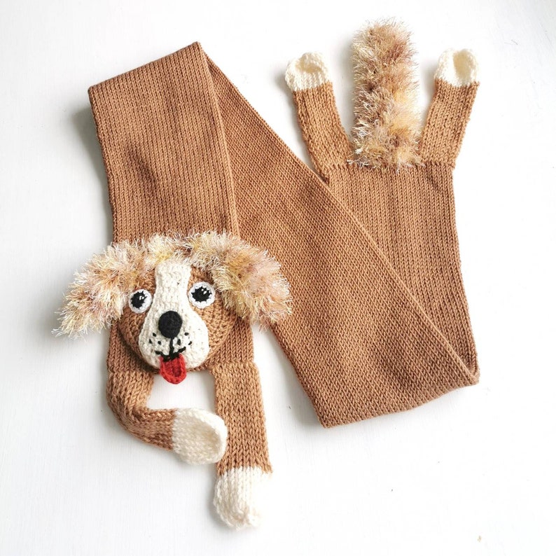 Dog, Knitted Brown Scarf Merino Wool image 3