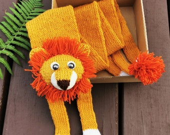 Orange Lion Knitted Merini Wool Scarf