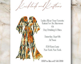 Modern Cocktails and Kaftans invitation, perfect for a Summer cocktail party, Girls night out, day drinking Bachelorette or Shower. PDF File