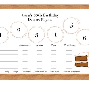 Aangepaste Holiday Dessert Tasting digitale placemat scorecard, Dessert vluchten voor Kerstmis en vakantiefeesten. Dit is een PDF