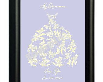 Periwinkle Quinceanera Keepsake Print, Sweet sixteen, fully customized print  perfect Quinceanera gift or Sweet Sixteen or Mis Quince gift