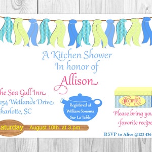 Invitation de douche cuisine avec carte de recette gratuit, cuisine Bridal Shower Invitation avec carte de recette inclus,