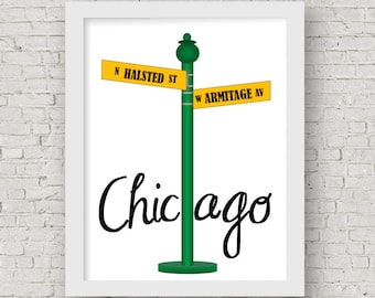 Chicago holiday gifts, Chi town Custom street sign prints, going away or hostess gift, vintage street sign prints, nostalgic street name