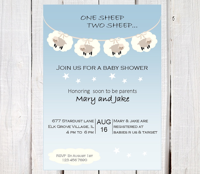 Lamb Baby Shower Invitation Baby Sheep Baby Shower Clouds Etsy