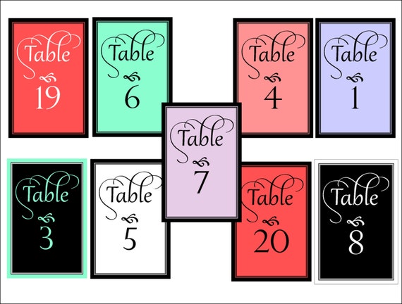 Table Number Cards Wedding Table Cards Reception Table Cards