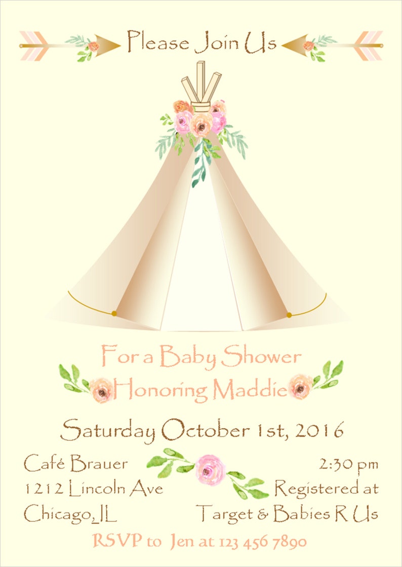 Tribal Baby Shower Invitation Boho Aztec Baby Teepee - Etsy