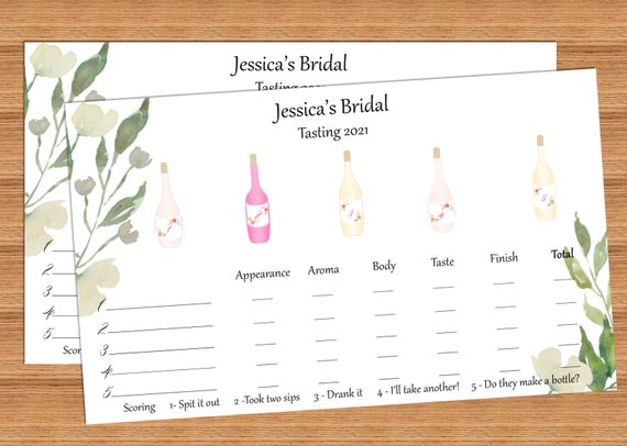 Customized Wine Tasting Placemat Scorecard Modern Spring Wine Tasting Card For Birthdays Showers Bachelorettes Parties Digital Pdf By Styled It Inc Catch My Party