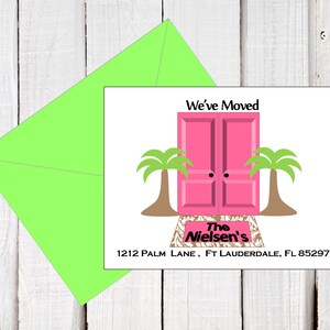 Nieuwe adresaankondiging, we zijn verhuisd, nieuwe adrespostkaarten, Verhuizen naar Florida, Palm Tree-kaart, Postkaartformaat 5,5 x 4,25 printables.