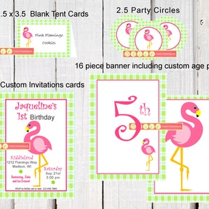 banner and Party Hat template with in a fun modern Gingham theme Red Gingham printables Birthday PARTY PACK including printable Invitation