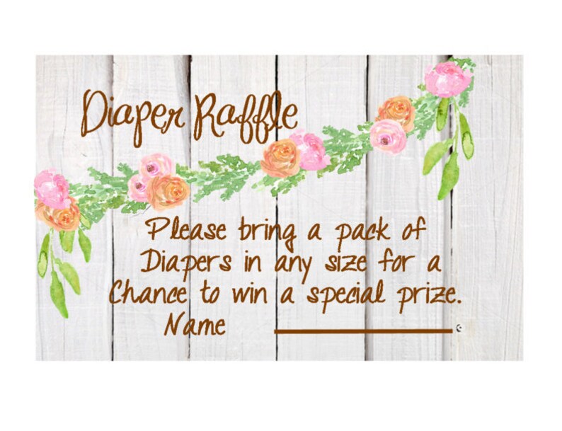 Jungle Safari Baby shower Diaper Raffle card insert, Baby shower games and activities, Diaper raffle printable, Girl pink Safari theme image 1