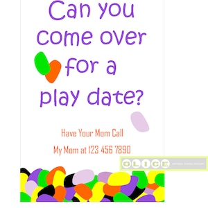 Spieldatum Karte, Spieldatum Einladungskarten, Schule Playdate Einladung, Kinder Playdate Einladungen, Jelly Bean Spieldatum 4 x 6 Karte druckbar PDF
