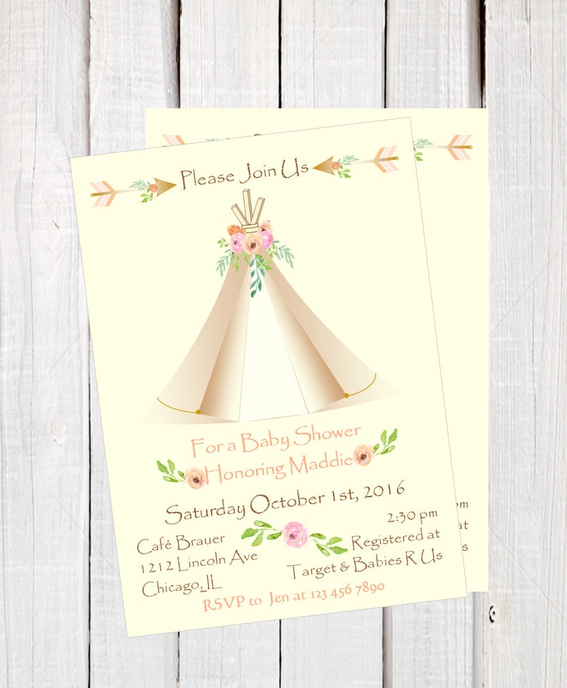 Tribal Baby Shower Invitation Boho Aztec Baby Teepee Etsy Tribal Baby Shower Invitation Boho Aztec Baby Teepee Etsy