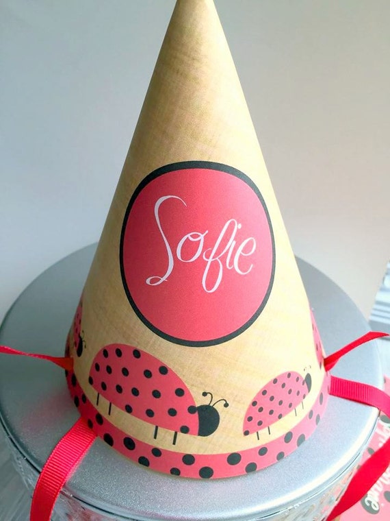 lady bug birthday party hat template polka dots red and etsy