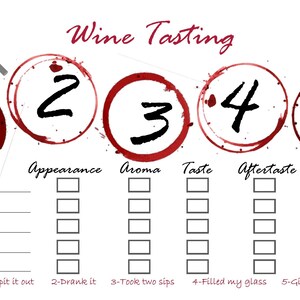 Simple Wine Tasting Placemat Scorecard, Wine Tasting Card, Red Wine ...