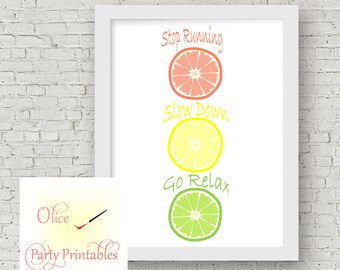 Spring print, Citrus street light. When life gives you lemons, slow down, lemons and limes kitchen print  8 x 10 PDF or Print, hostess gift