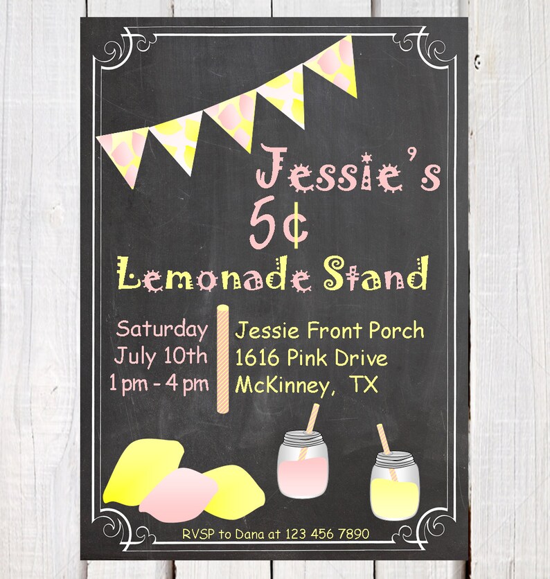 Lemonade Birthday Invitation, Vintage Lemonade Stand Summer Party