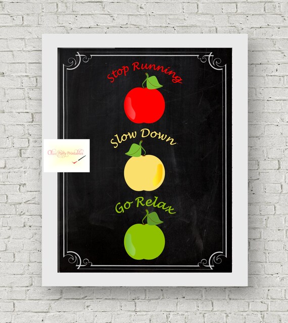 Apple Inspired street light, Hostess Gift, Red Yellow and Green Apples on distressed Chalkboard background, kitchen art, 8 x 10 PDF or Print Il_570xn