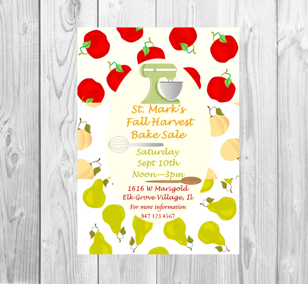 School Bake Sale Flyer, Fall Harvest Baking Contest, Pie Competition ...
