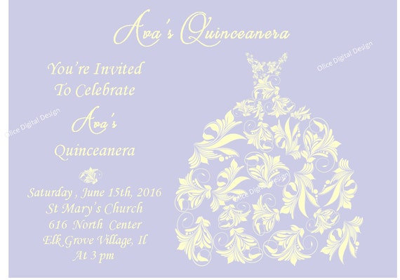 Quinceanera Invitation, Periwinkle invitation, Quinceanera dress, sweet sixteen invitation, Mis quince invitation, sweet 16, 5 x 7 invites Il_570xn