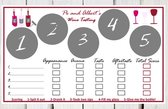 Wine Tasting place mats, paper wine tasting placemats, wine tasting scorecard, Digital PDF for a wine tasting mats, wine and cheese tasting, Il_570xn