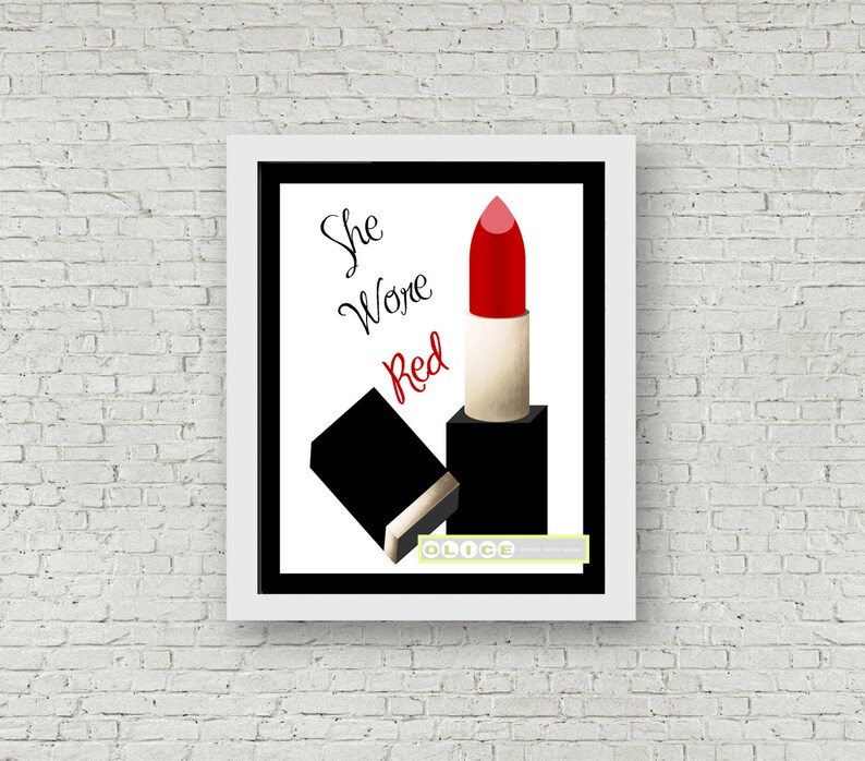 Red Lipstick Print Lipstick Wall Art Lipstick Tube Print Dressing Room