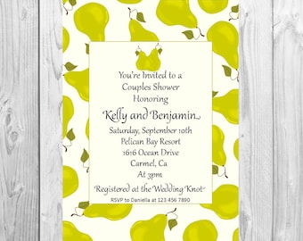 Couples Shower Invitation, Pear invite, Engagement invitation, engagement party Perfect Pair Perfect pear invitation, couples engagement PDF
