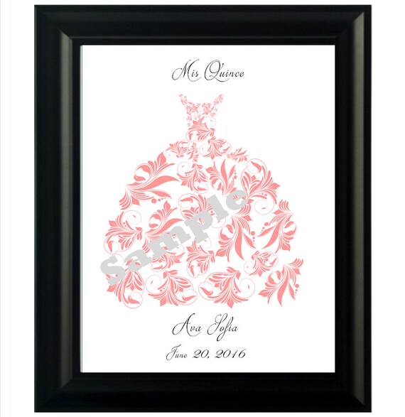 Quinceanera customized Keepsake Print, Sweet sixteen, Birthday party, quinceanera momento. Coral and white ,cotillion, mis Quinces Il_570xn