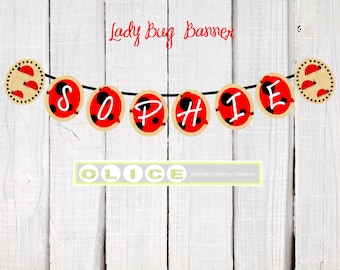 LADY BUG party printables, Banner, Polka Dots, Red and Black, Burlap  printable Digital design PDF download.