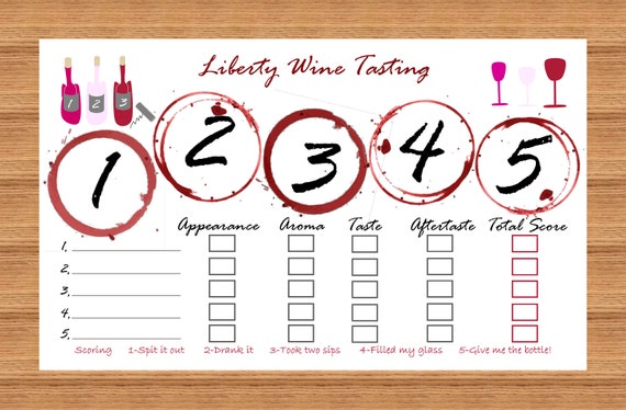 Customized Blind Wine Tasting Placemat Scorecard Wine Tasting Etsy