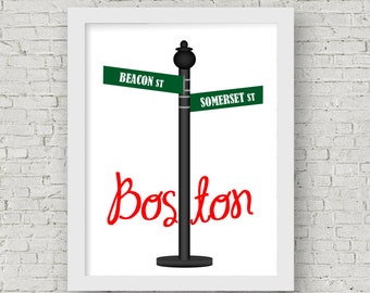 Boston Street sign prints, Custom Street signs, going away gift, nostalgic street names, vintage street signs, select any, going away gift