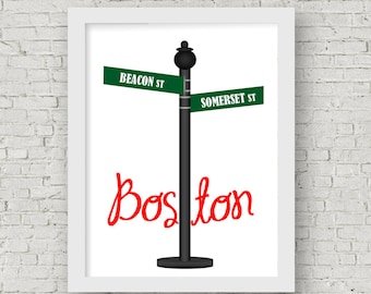 Boston Street sign prints, Custom Street signs, going away gift, nostalgic street names, vintage street signs, select any, going away gift