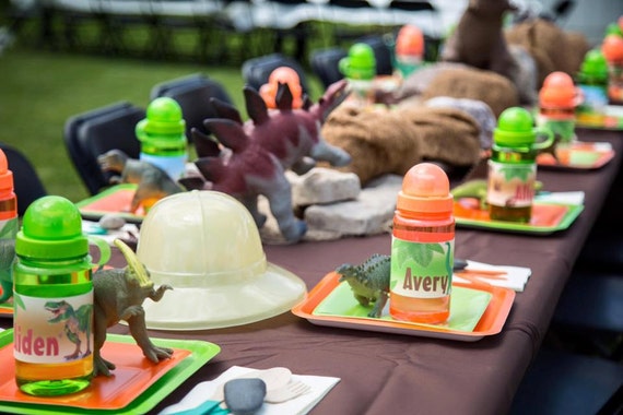t-rex invitation dinosaur water bottle label Dinosaur dig invitation party set dinosaur tent card directional signs dinosaur favor tags