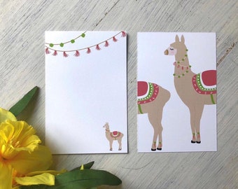 Llama note cards set of 10 double sided flat 4x6 cards with envelopes