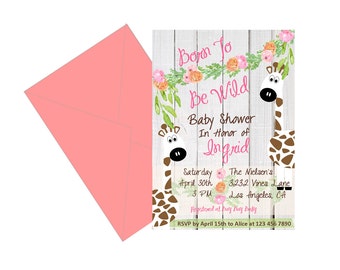 Jungle baby shower invitation, Born to be wild invitations, jungle invitation, animals baby shower invitation, Safari baby shower invitation