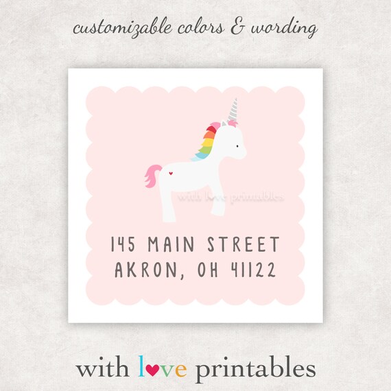 rainbow unicorn address labels