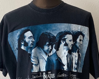 The Beatles 90's Signatures T shirt XXL Black White Blue