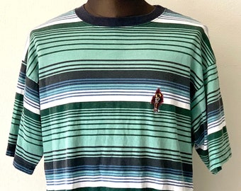 Guts Striped Skate T Shirt 90s Rare Large Green