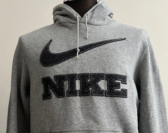 Nike Vintage Hooded Sweatshirt Gray Blue Size Medium y2k 2003