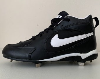 Nike Air Show 3/4 Metal Baseball Cleats Black and White 1994 size 6.5 DEADSTOCK