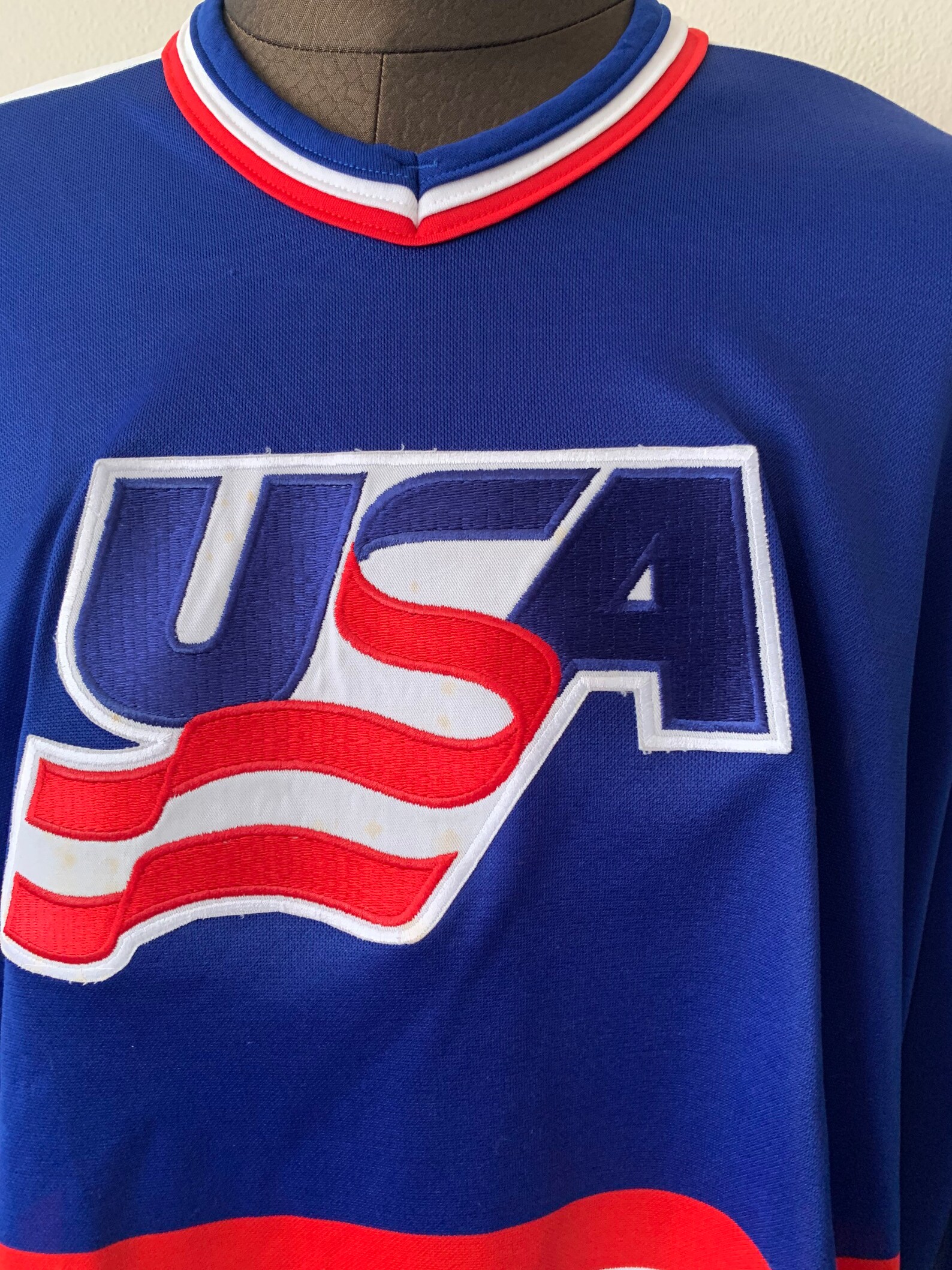 USA Hockey Jersey CCM Size L 1980's Blue White Red Etsy