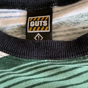 Guts Striped Skate T Shirt 90s Rare Large Green image 5