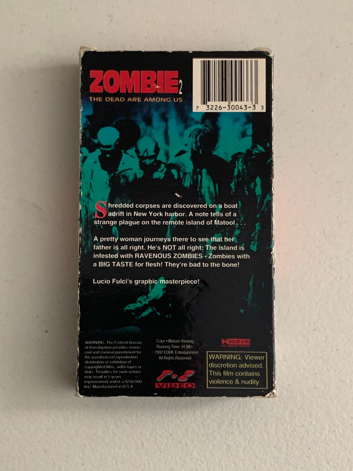 Zombie 2 Lucio Fulci Classic RARE VHS 1992 Edge Etsy