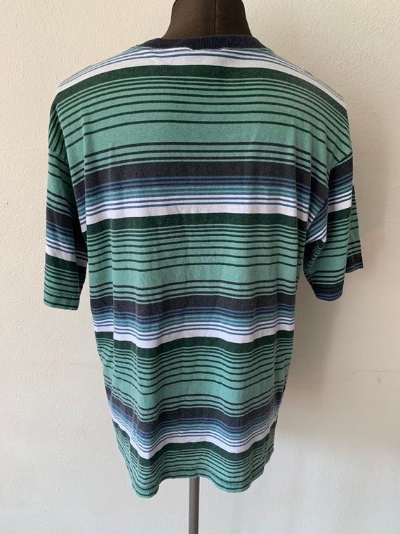 Guts Striped Skate T Shirt 90s Rare Large Green - image 2
