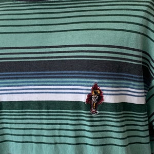 Guts Striped Skate T Shirt 90s Rare Large Green image 6
