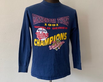Minnesota Twins 1991 World Series Long Sleeve T Shirt 90s Navy Blue