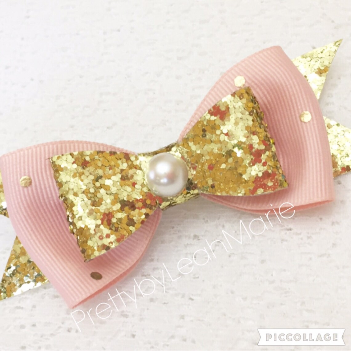 Pink and Gold Hair Bow Chunky Glitter Hair Bow Sparkle Bow Etsy